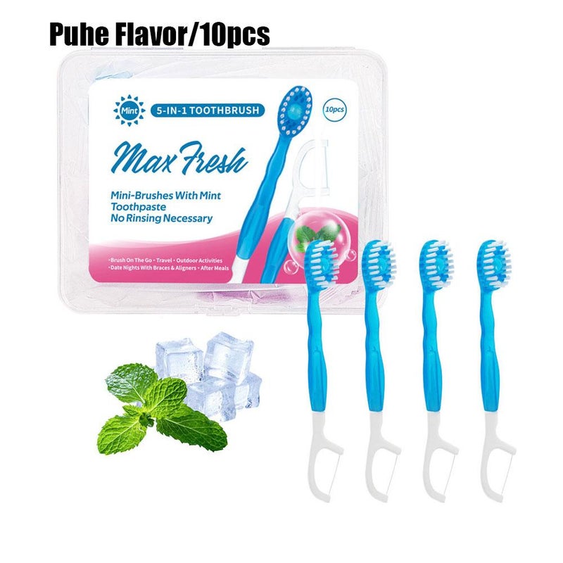 Disposable mini toothbrush with bursting beads, multi-functional dental floss, freshens breath, cleans oral cavity, travel portable toothbrush wholesale.